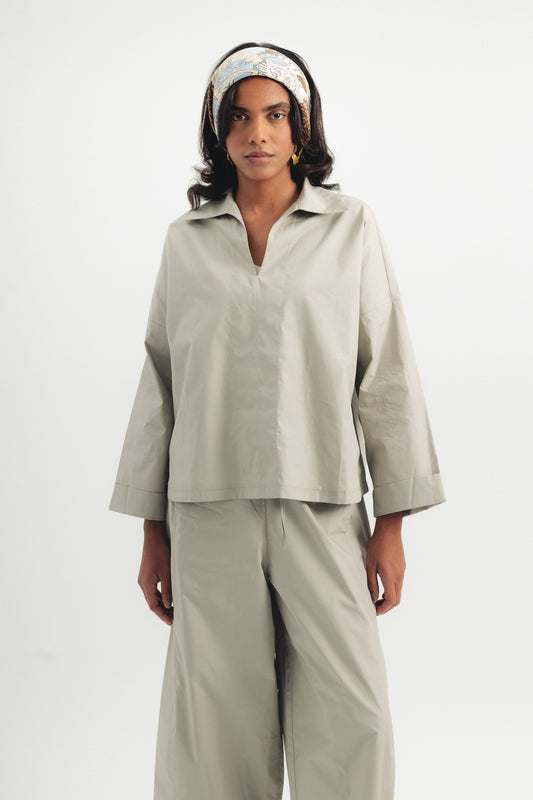 Casual Poplin Shirt - Grey