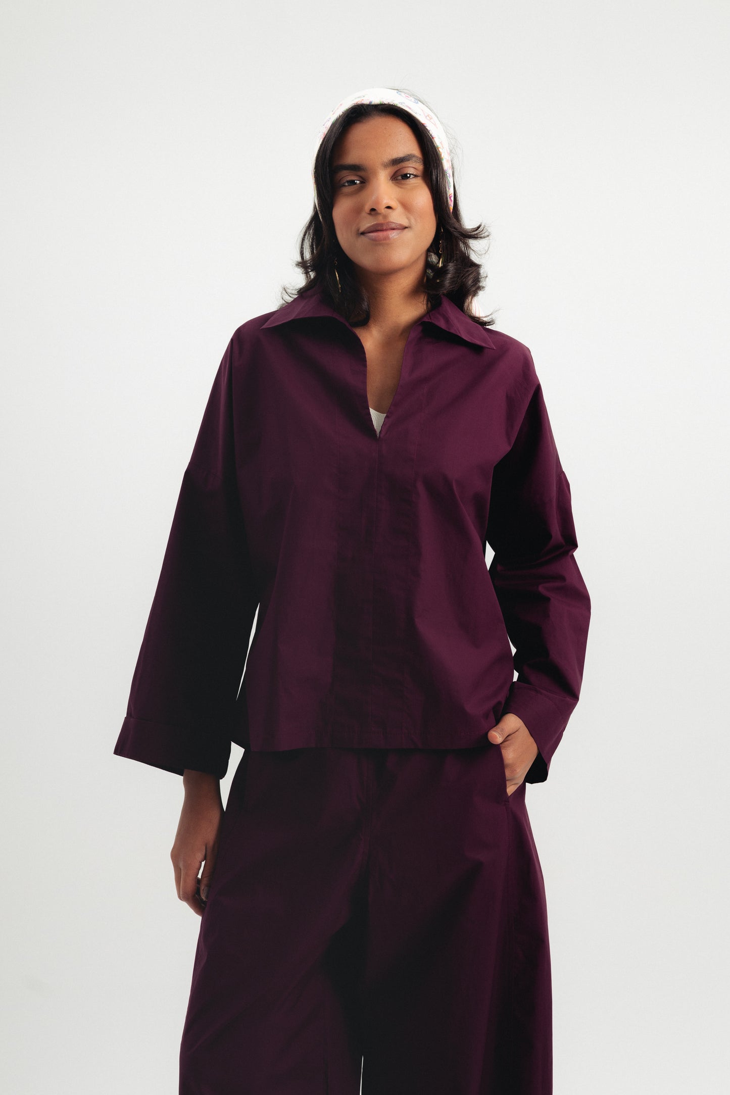 Casual Poplin Shirt - Dark Purple