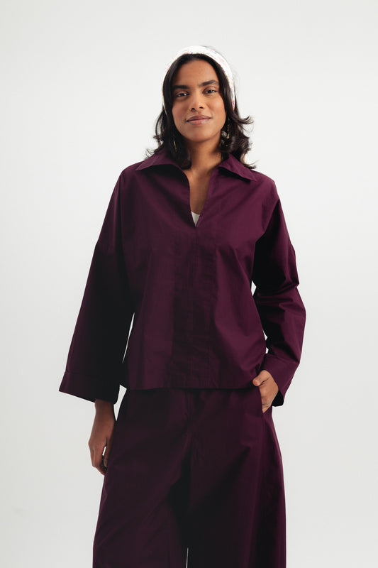 Casual Poplin Shirt - Dark Purple