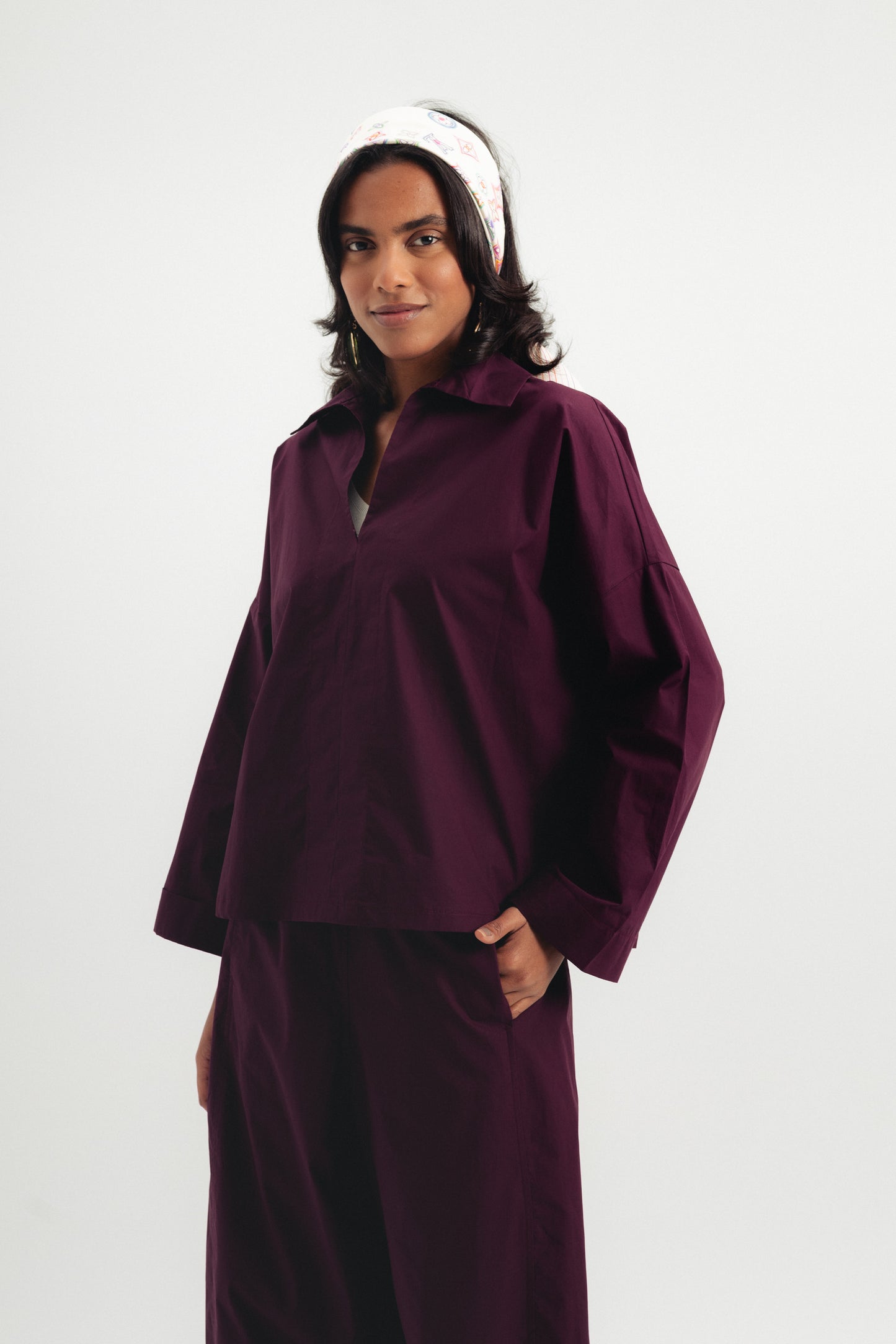 Casual Poplin Shirt - Dark Purple
