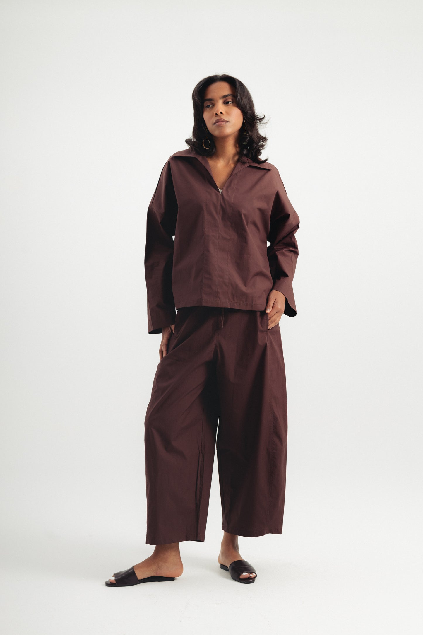 Casual Poplin Shirt - Brown