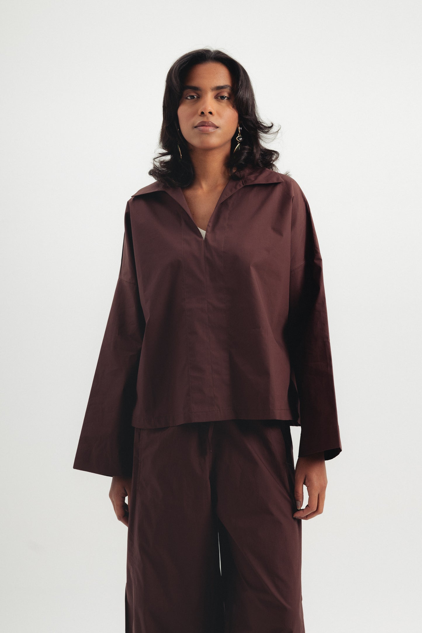 Casual Poplin Shirt - Brown