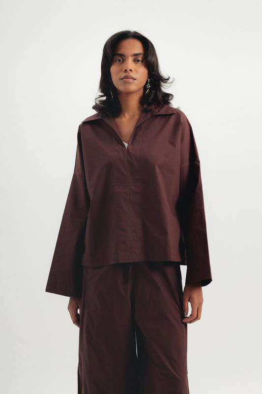 Casual Poplin Shirt - Brown