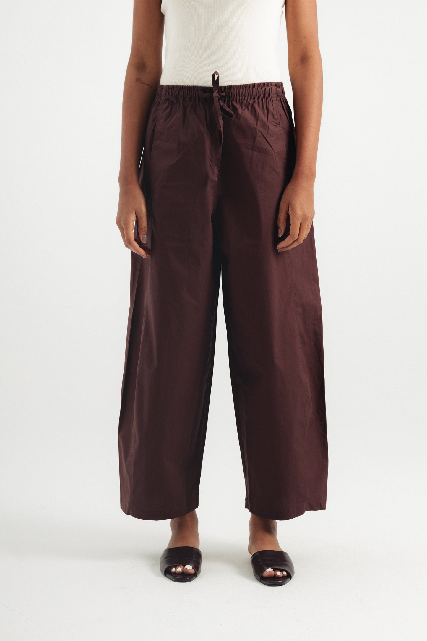 Casual Poplin Barrel Pants - Brown