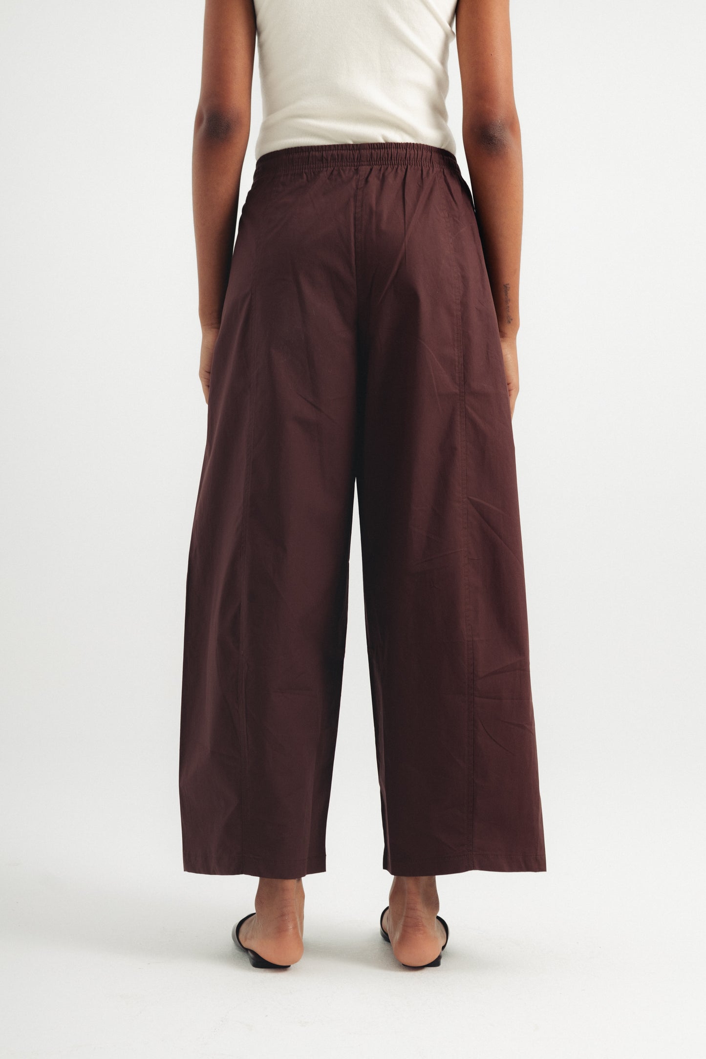 Casual Poplin Barrel Pants - Brown