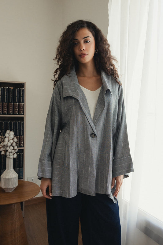 Asymmetric Pure Linen Blazer