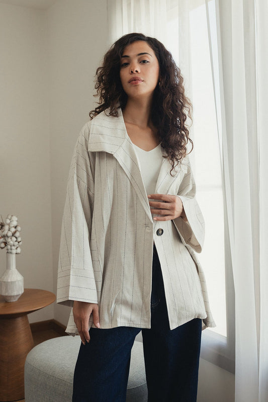Asymmetric Pure Linen Blazer
