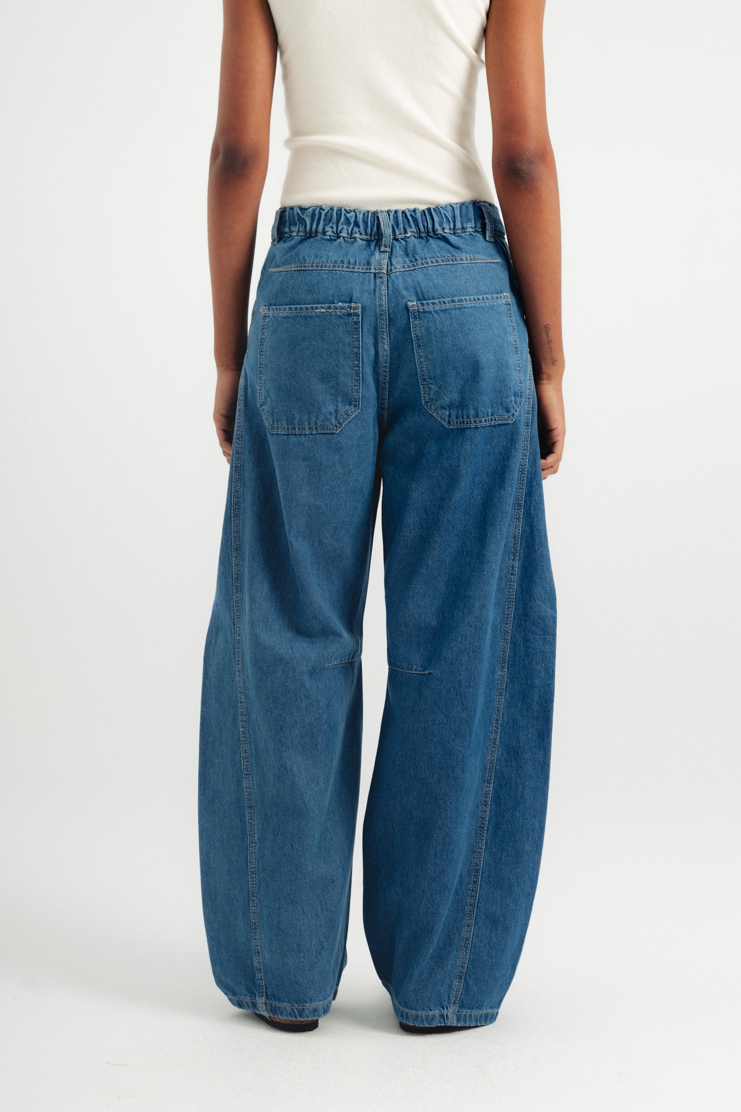 Barrel Denim Pants - Medium Blue