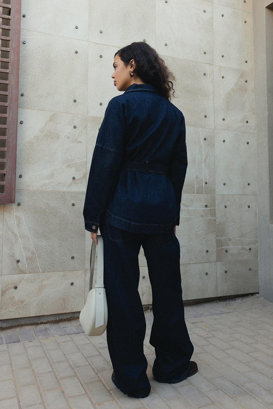 Wide Leg Navy Denim Pants