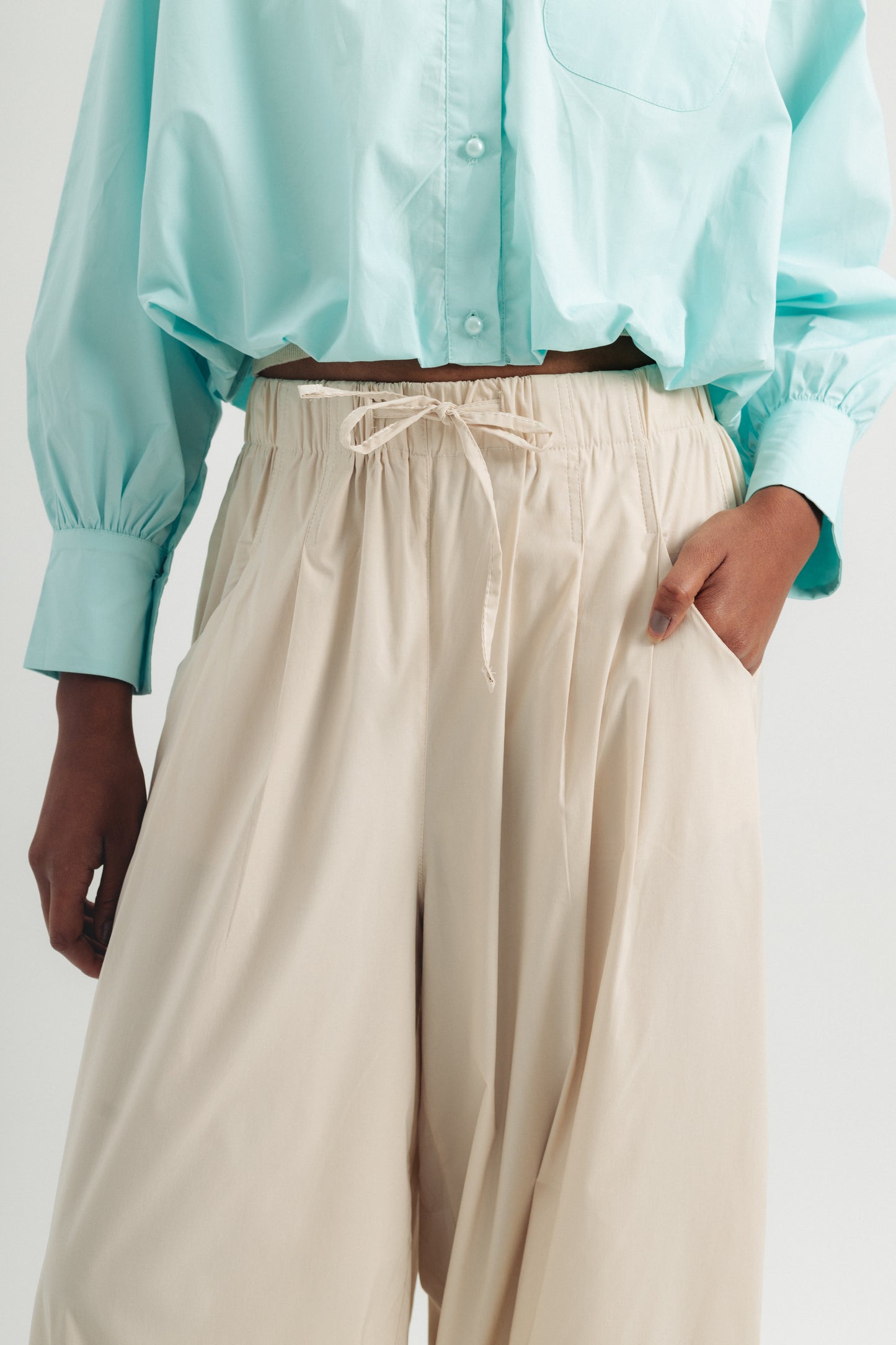 Casual Parachute Pants - Beige