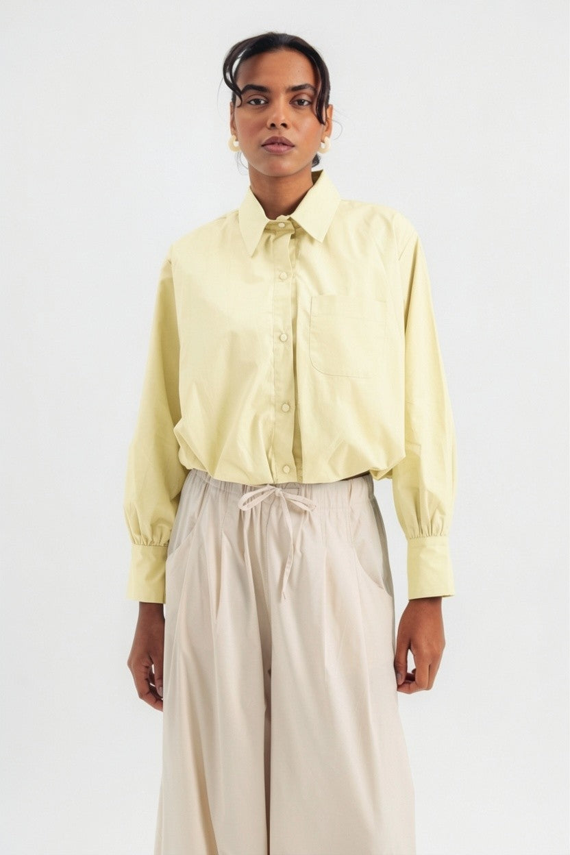 Balloon Cropped Shirt - Yellow