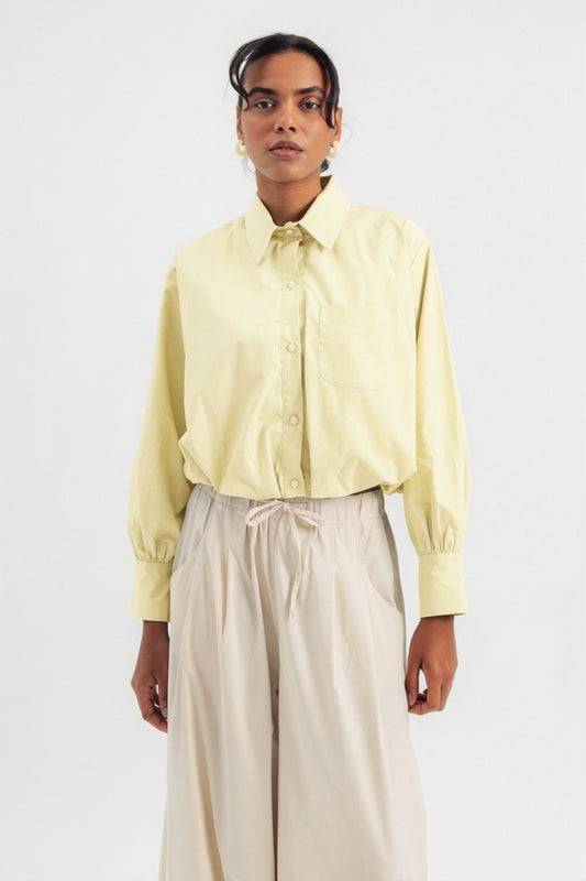 Balloon Cropped Shirt - Yellow