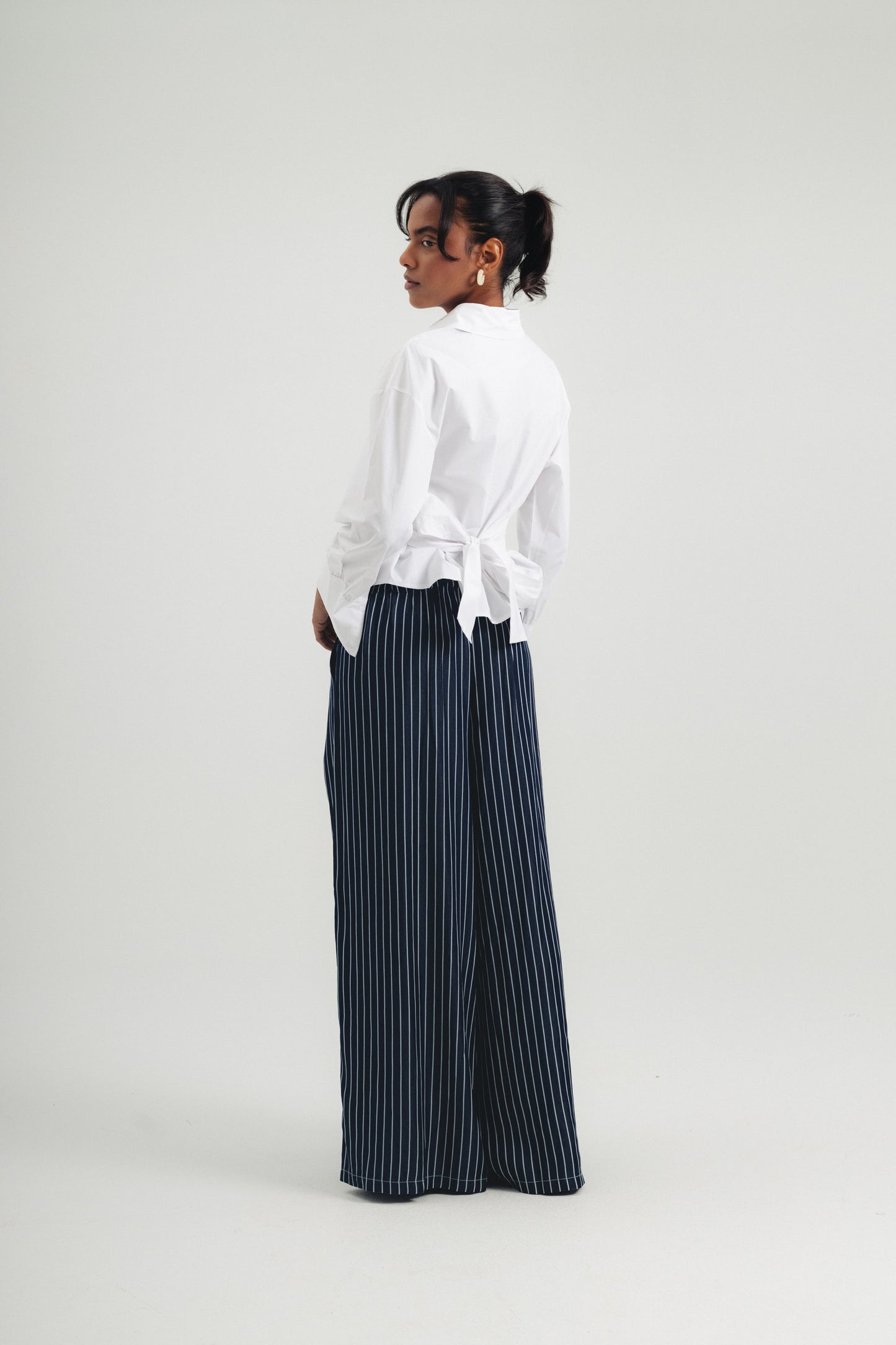 Cinched Poplin Shirt - White