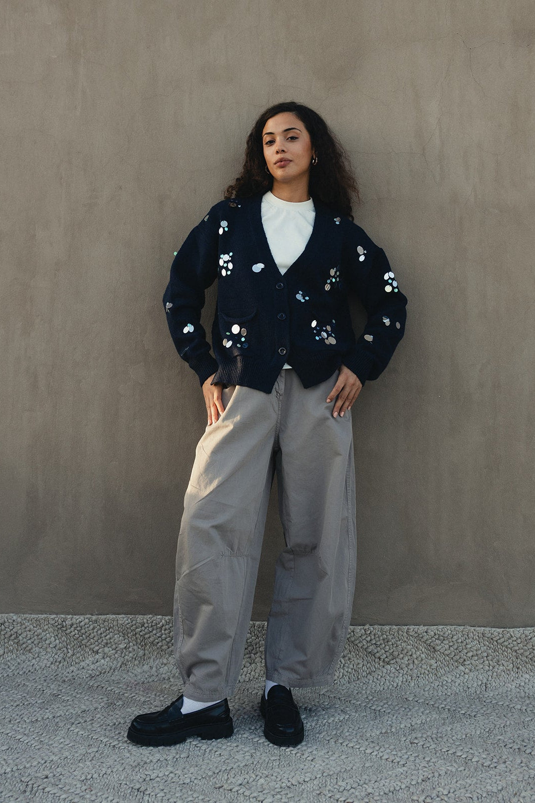 Hand Beaded Wool Cardigan