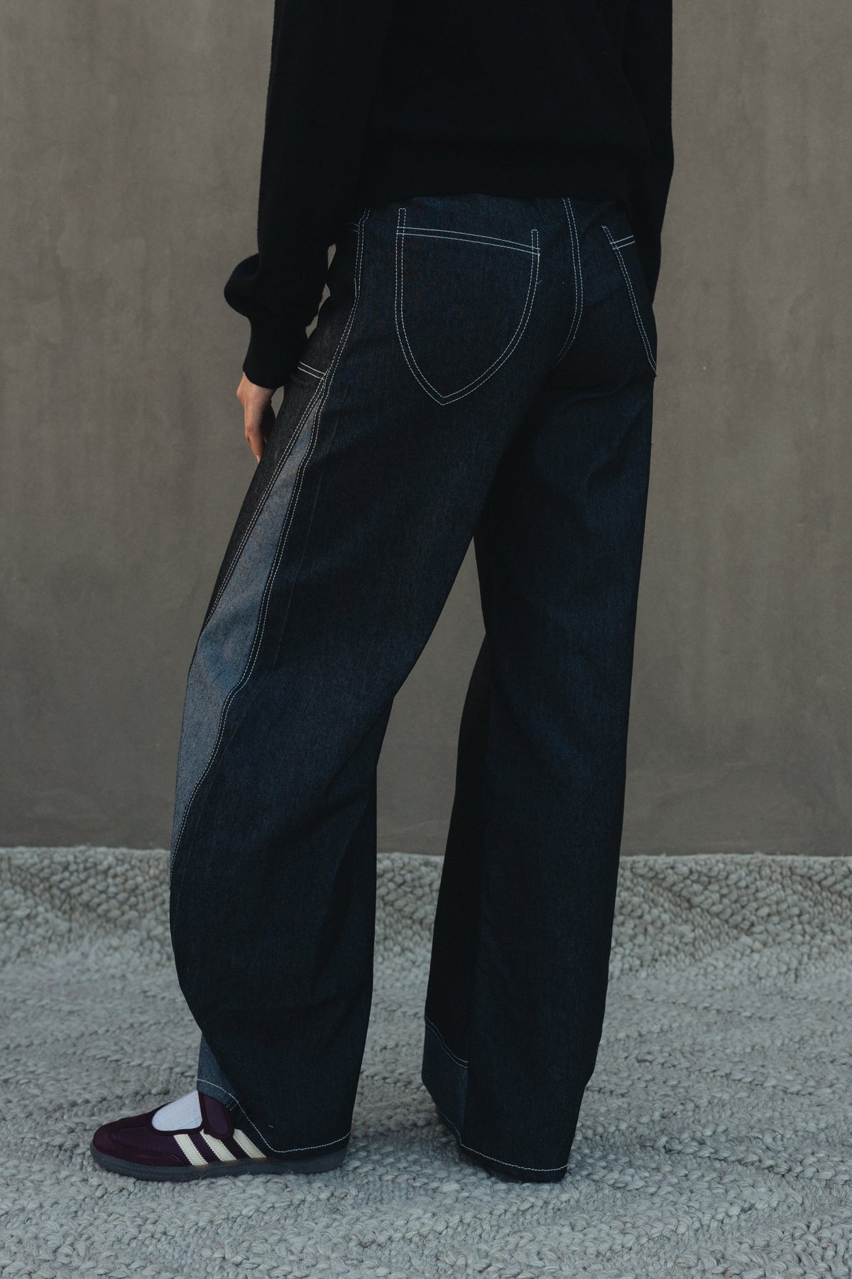 Two Tone Barrel Denim Pants