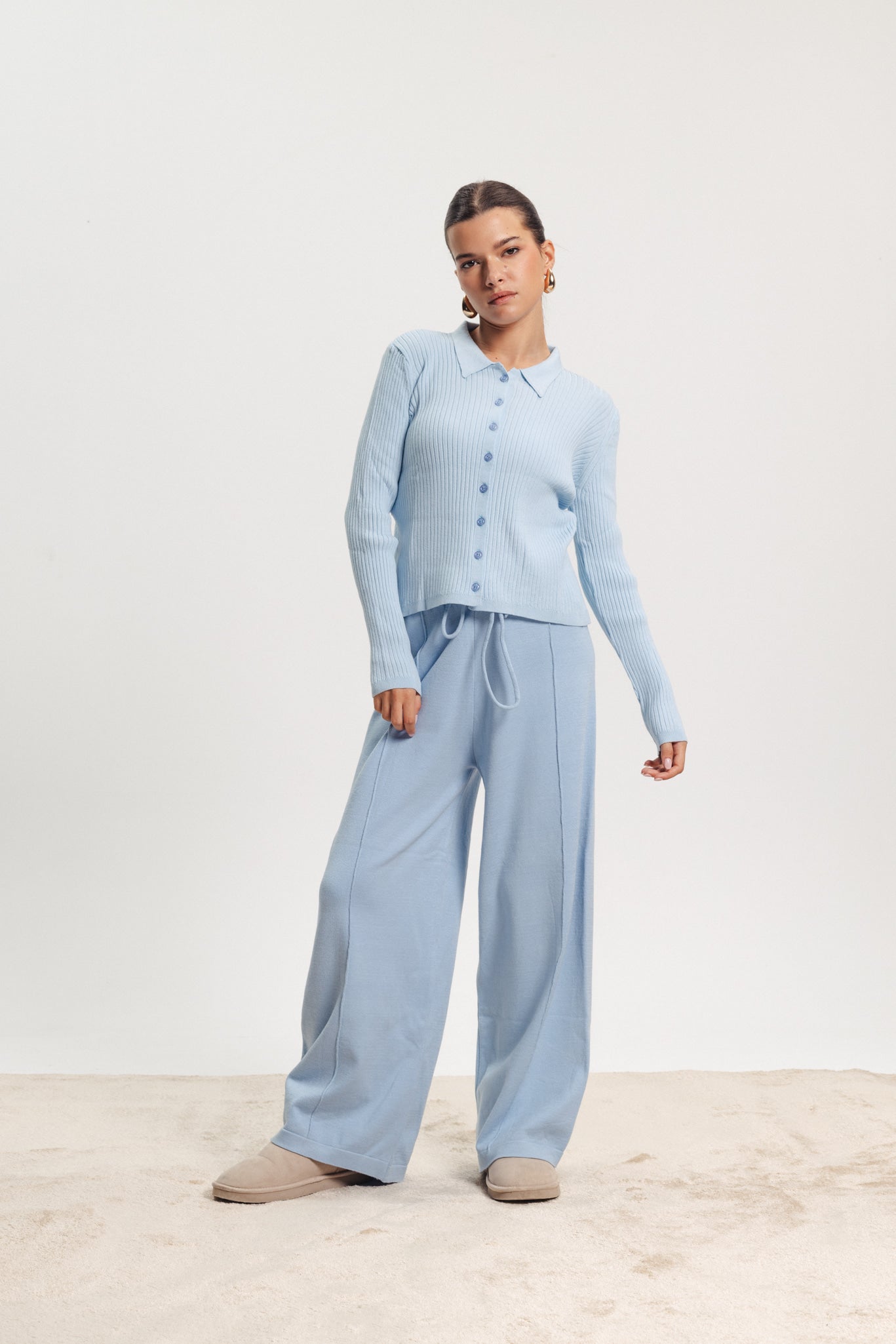 Soft Knit Pants - Blue