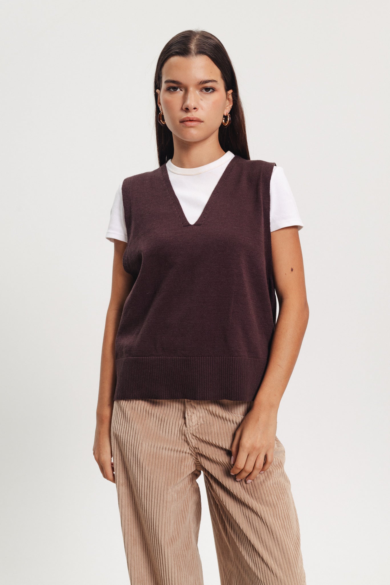 Knit Vest - Dark Brown