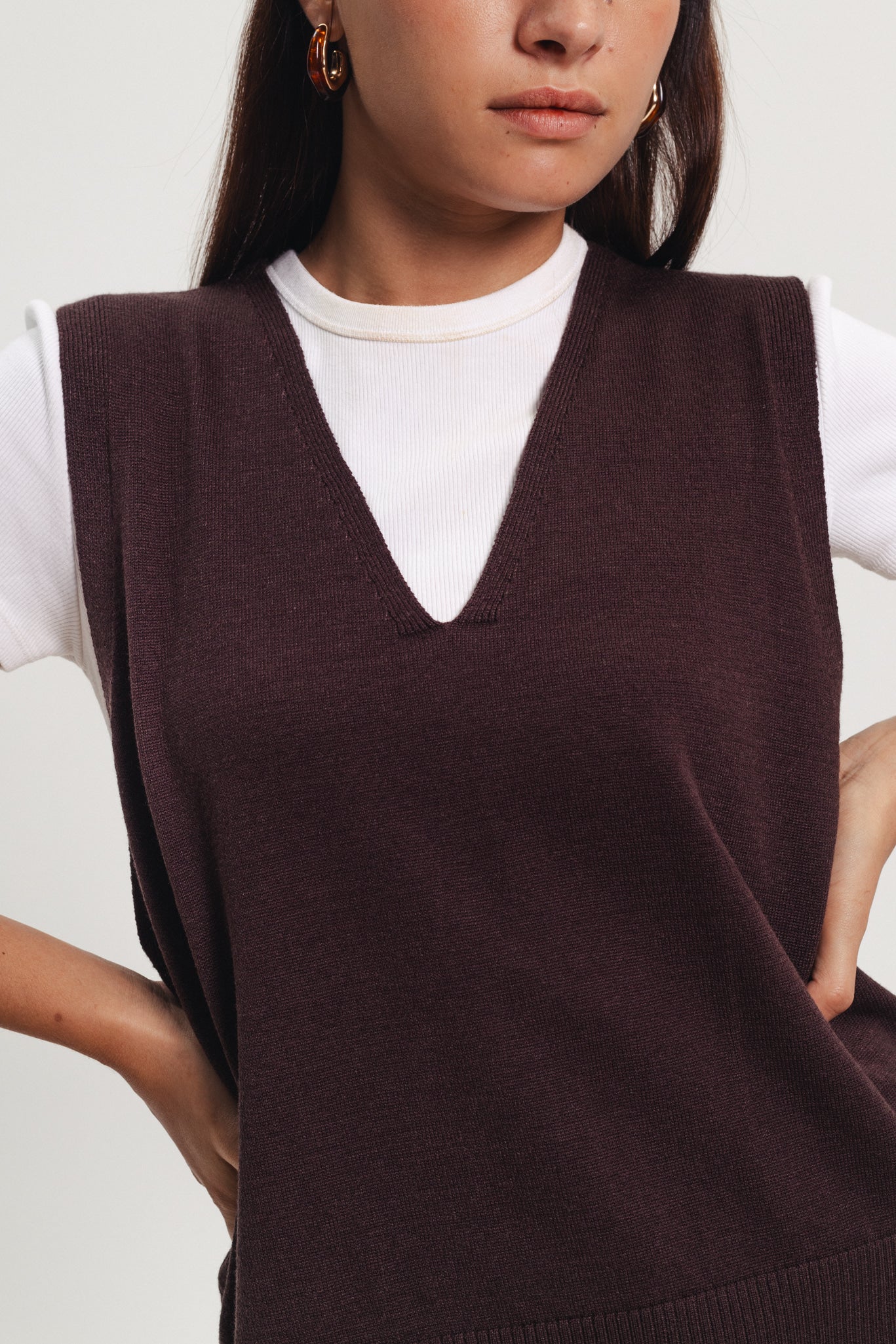 Knit Vest - Dark Brown