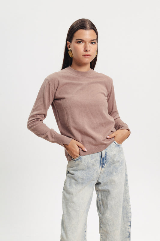 Basic Crewneck Sweater - Taupe