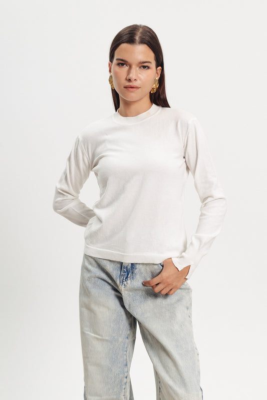 Basic Crewneck Sweater - Off White