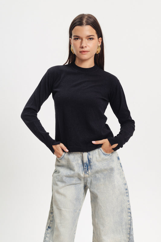 Basic Crewneck Sweater - Black
