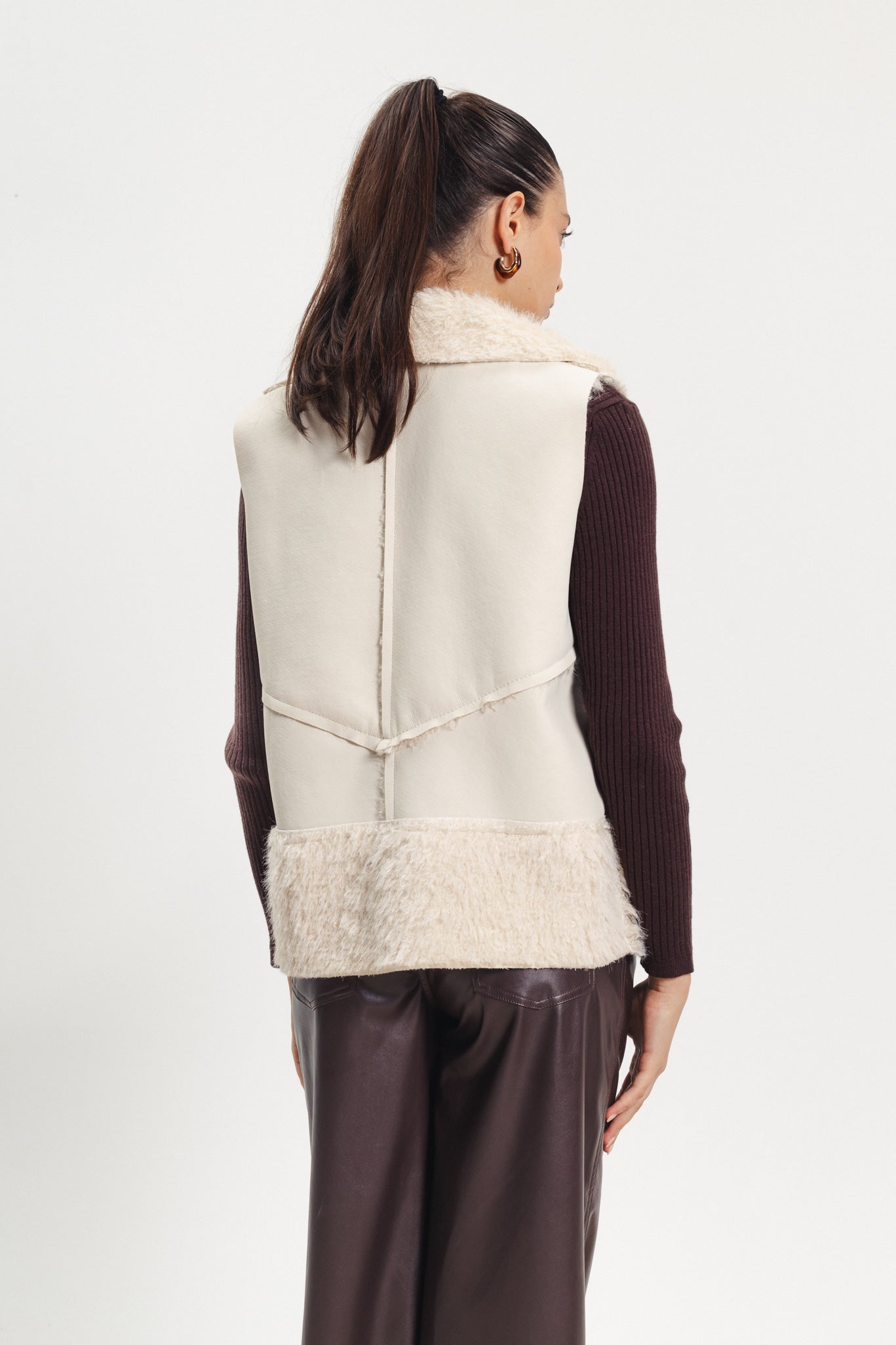 Reversible Vest - Leather/ Fur - White