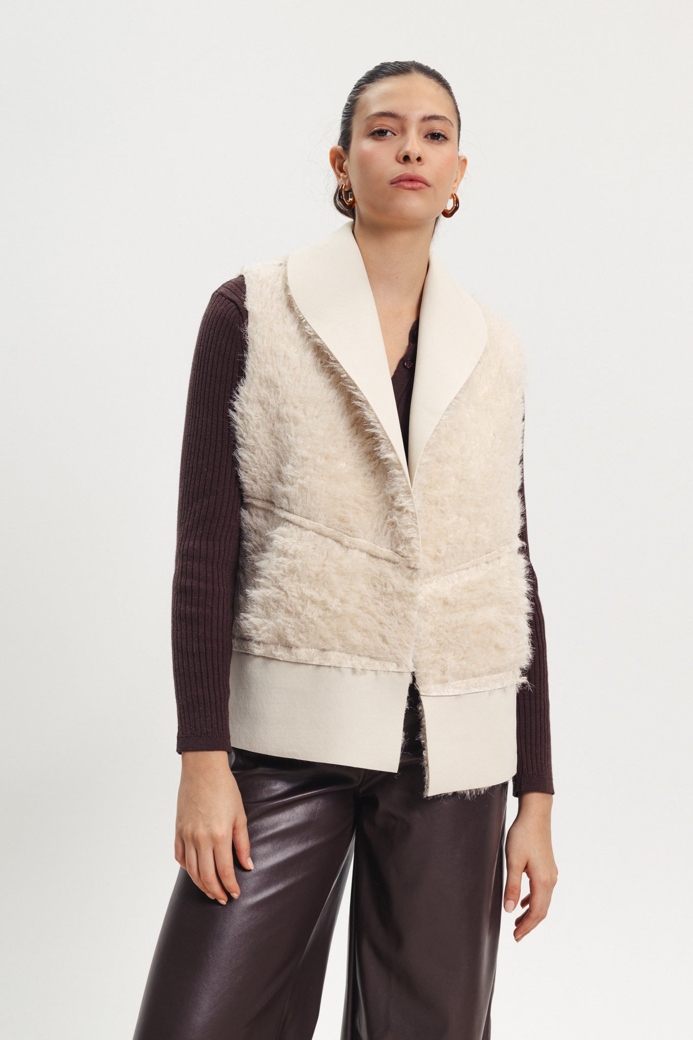 Reversible Vest - Leather/ Fur - White