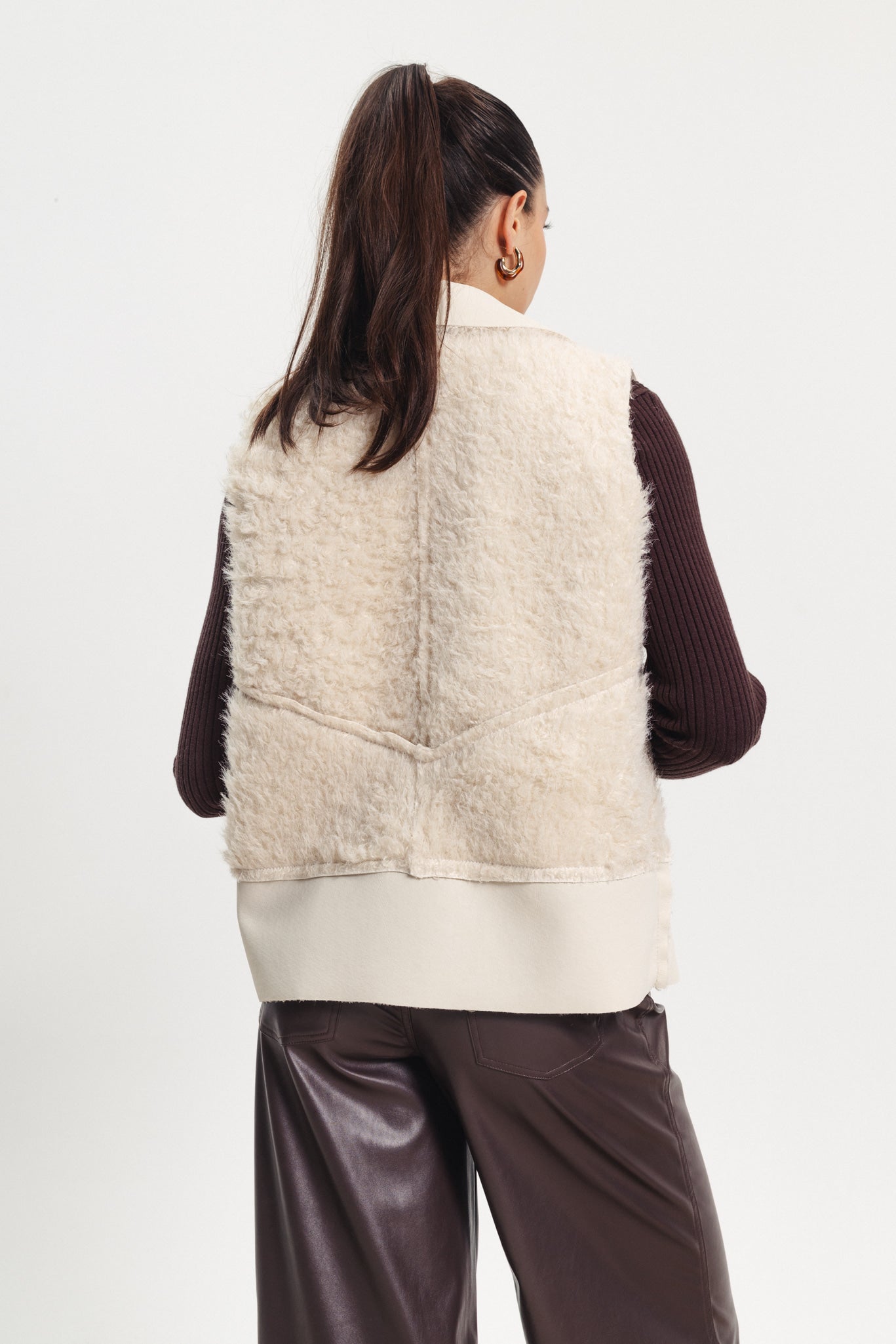 Reversible Vest - Leather/ Fur - White