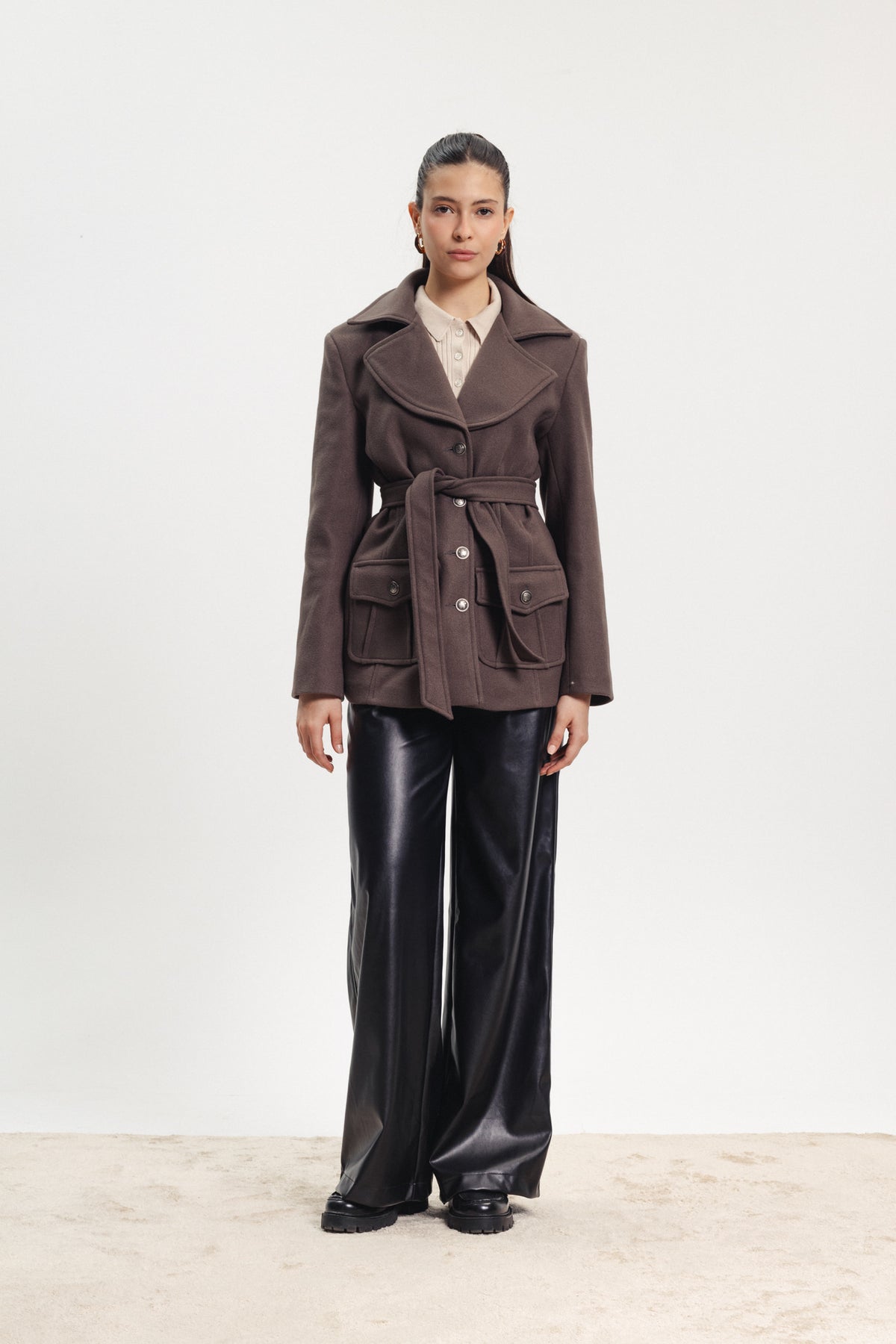 Buttoned Blazer - Dark Brown