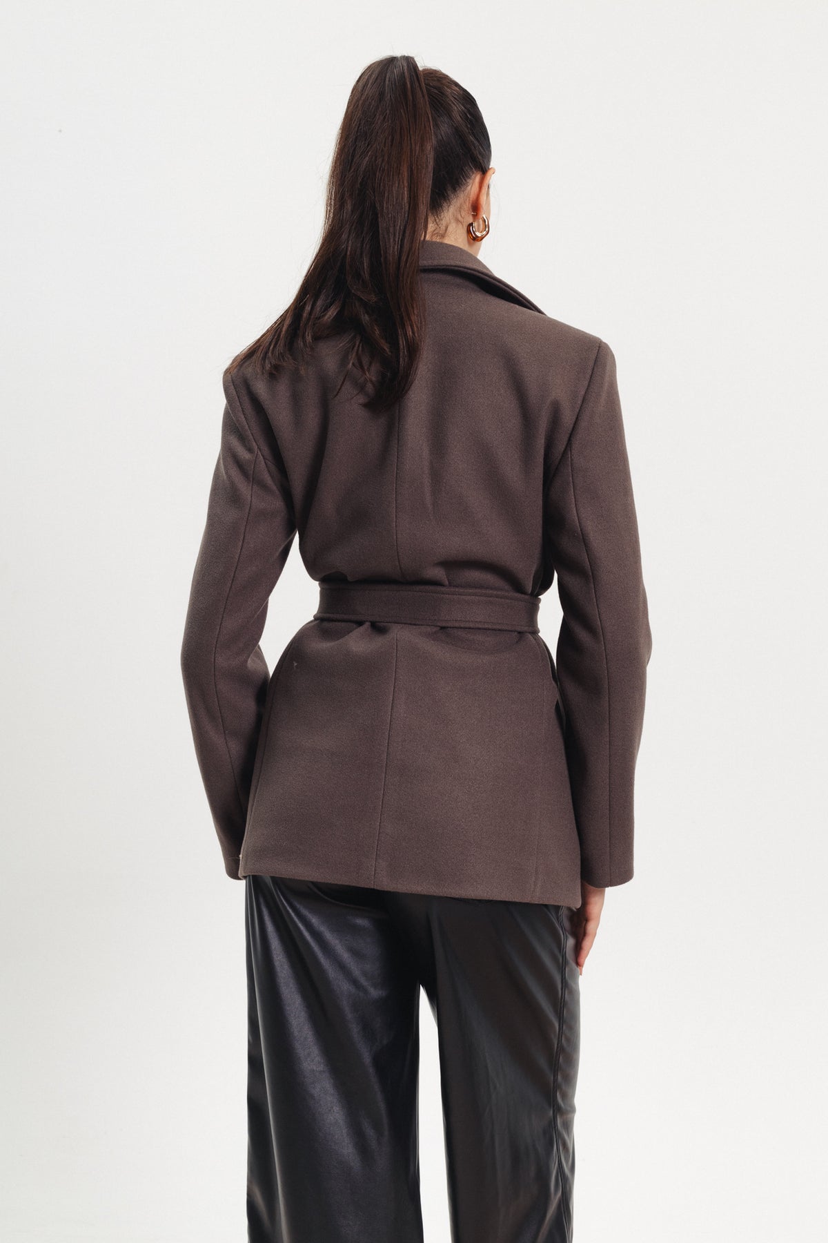 Buttoned Blazer - Dark Brown