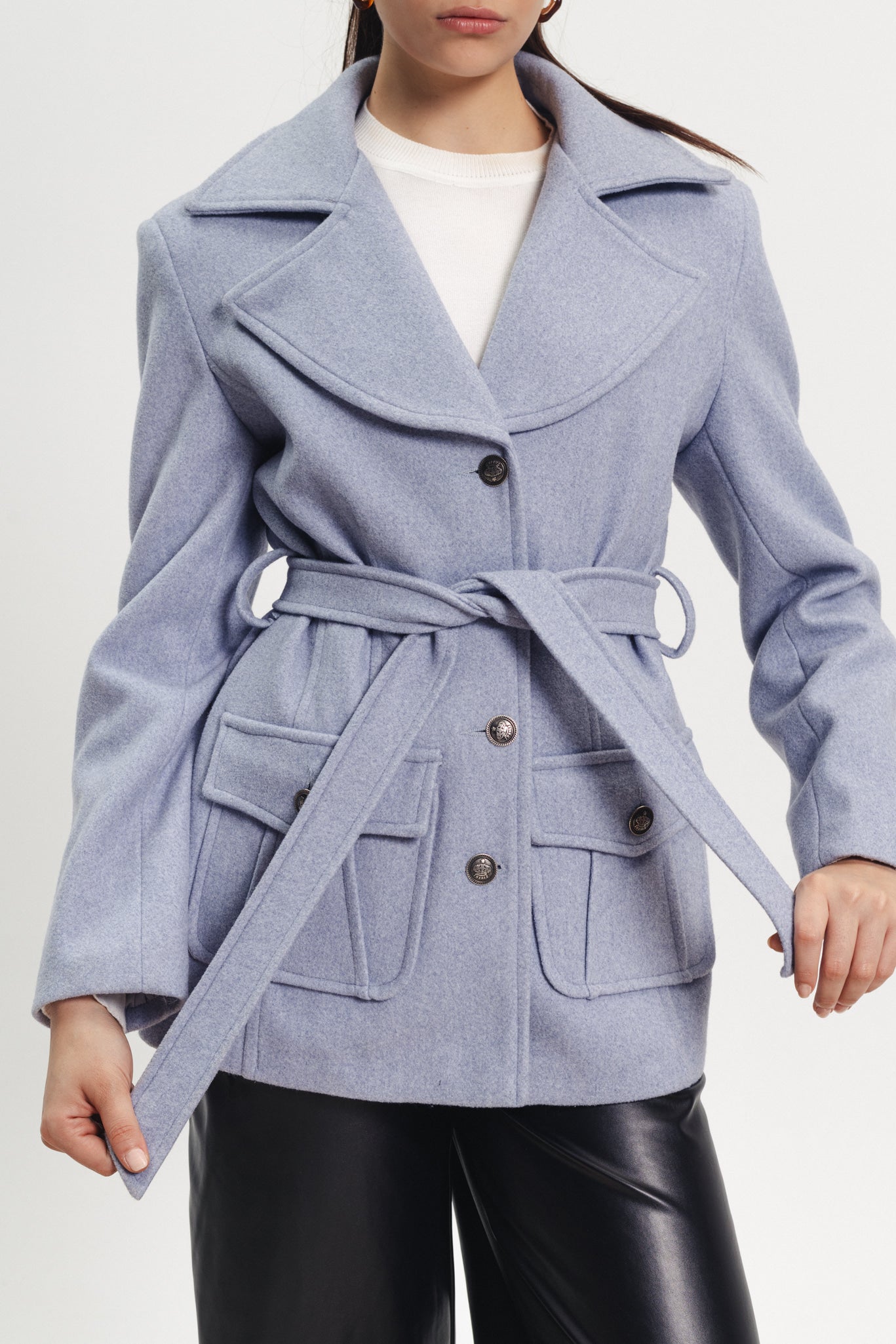 Buttoned Blazer - Light Blue
