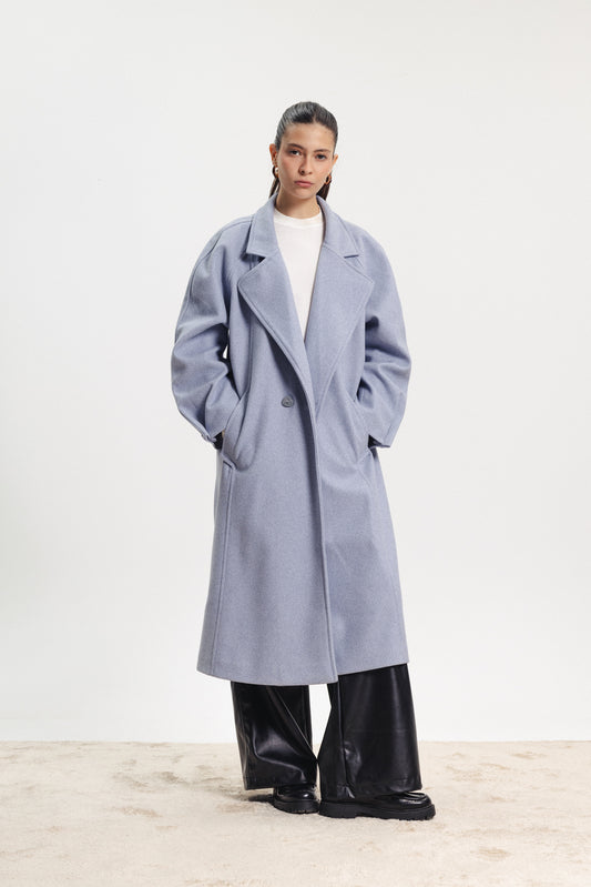 Oversized Long Coat - Light Blue