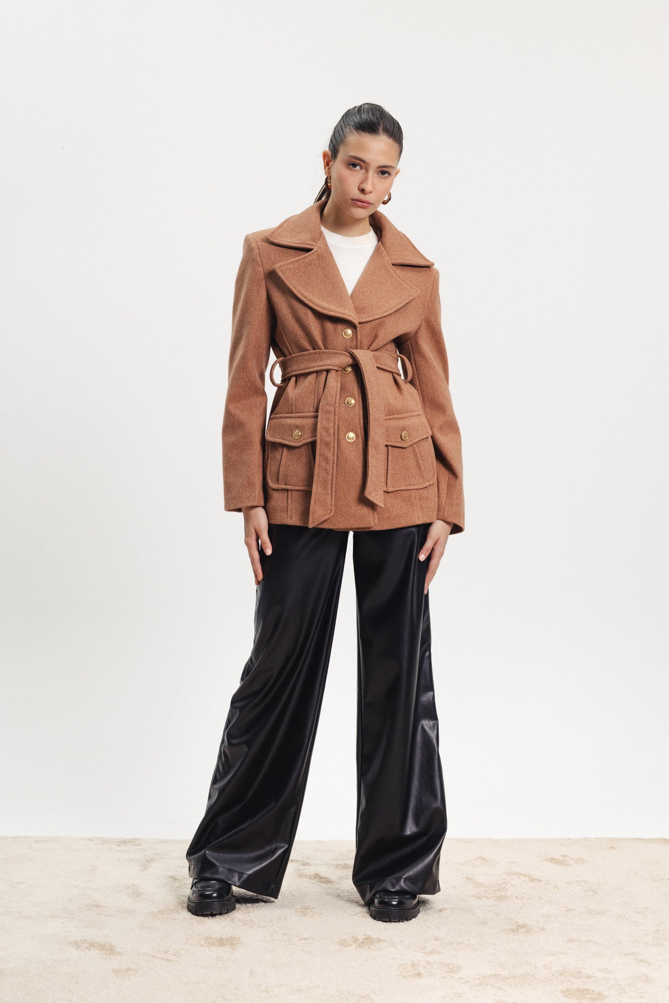 Buttoned Blazer - Camel