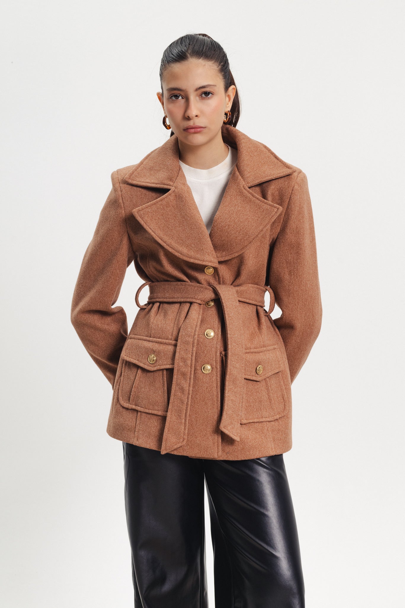 Buttoned Blazer - Camel