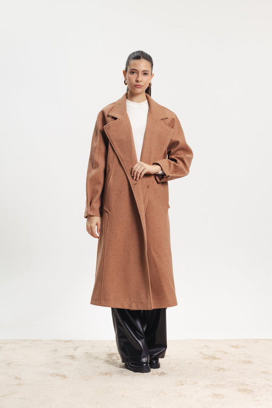 Oversized Long Coat - Camel