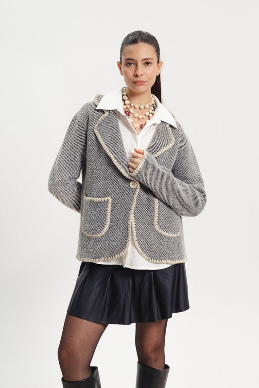Wool Knit Blazer - Beige