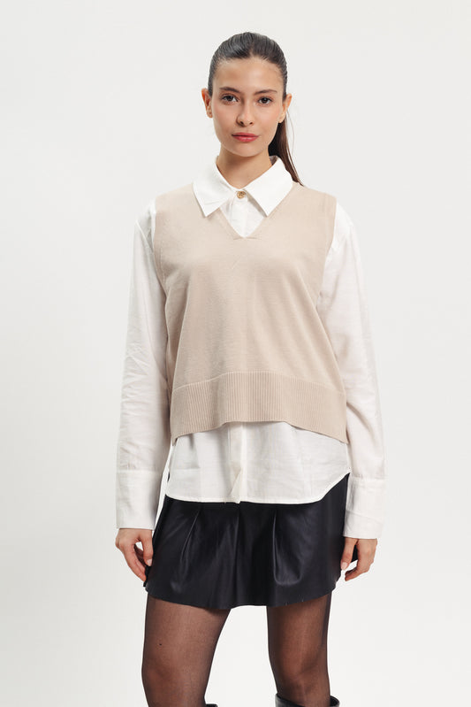 Knit Vest - Beige