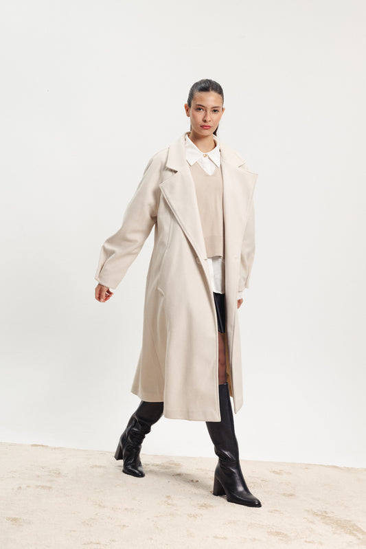 Oversized Long Coat - Off-white