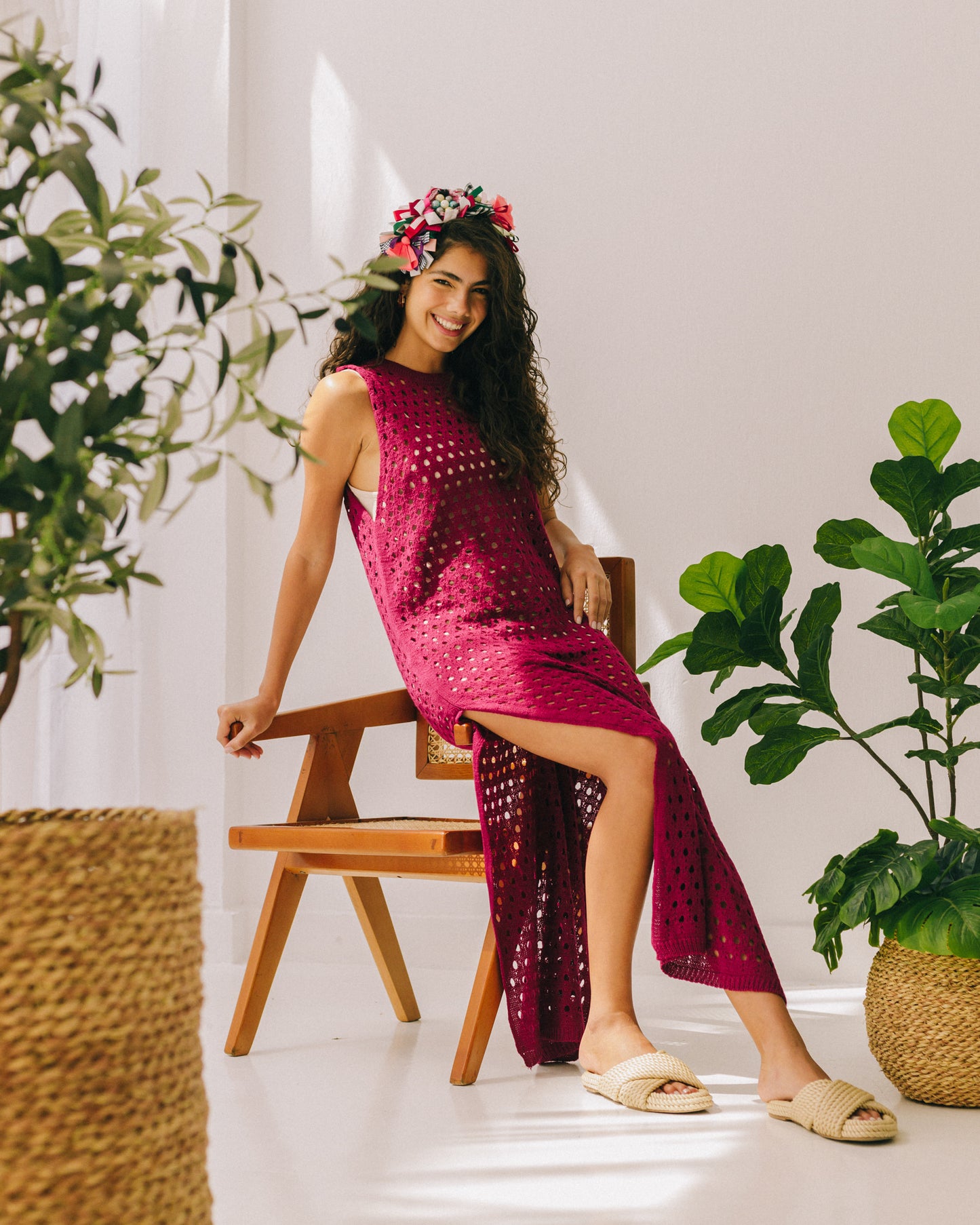 Knit Long Dress - Wine