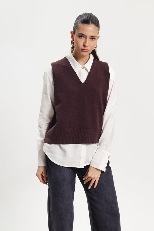 Knit Vest - Dark Brown