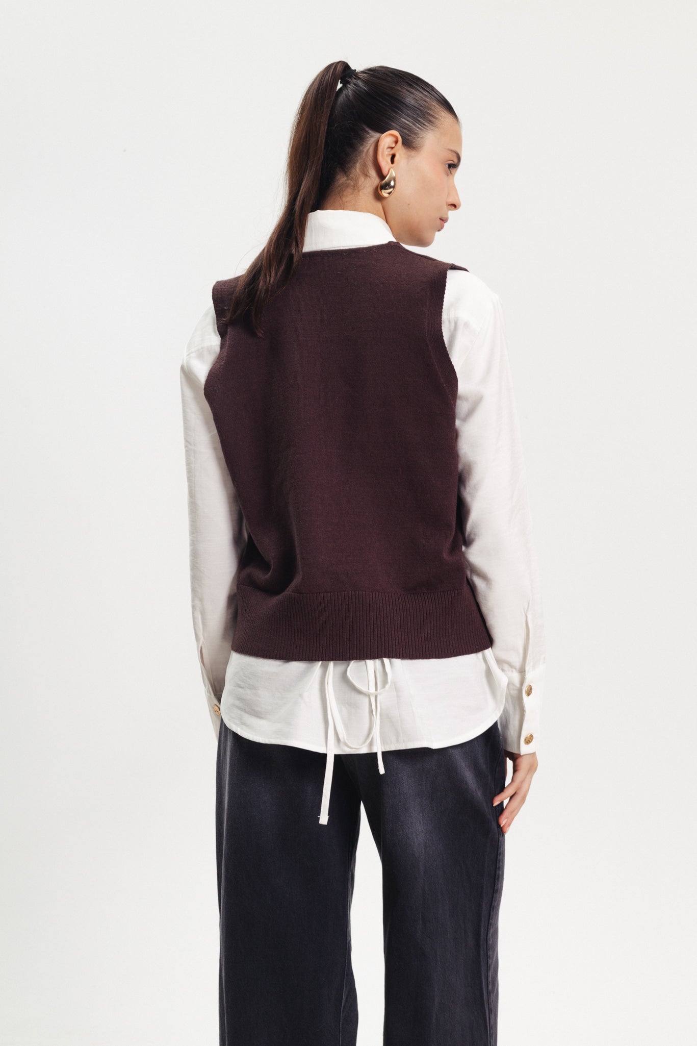 Knit Vest - Dark Brown