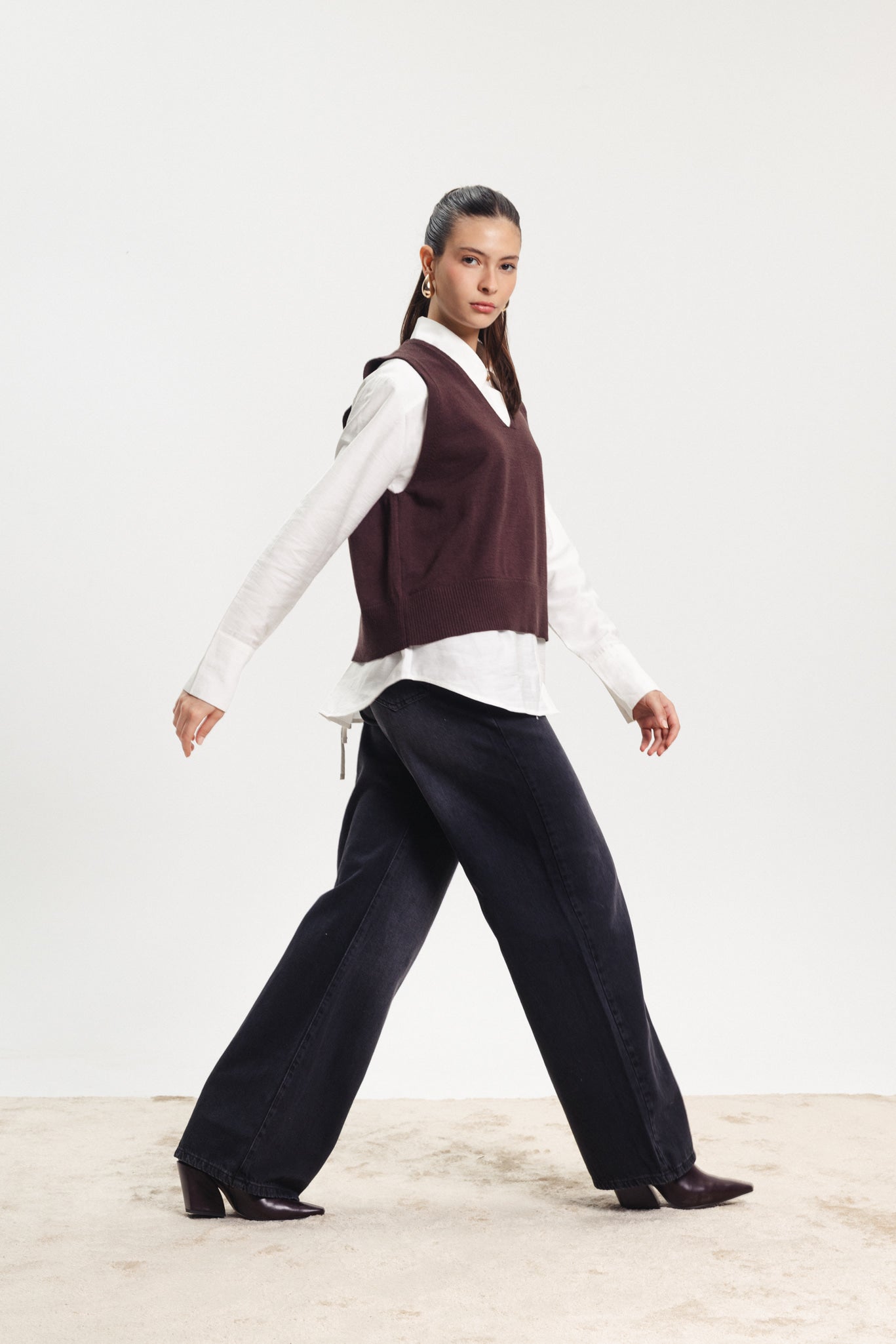 Knit Vest - Dark Brown