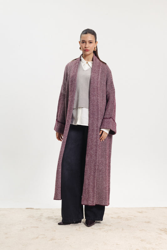 Maxi Knit Coat - Burgundy
