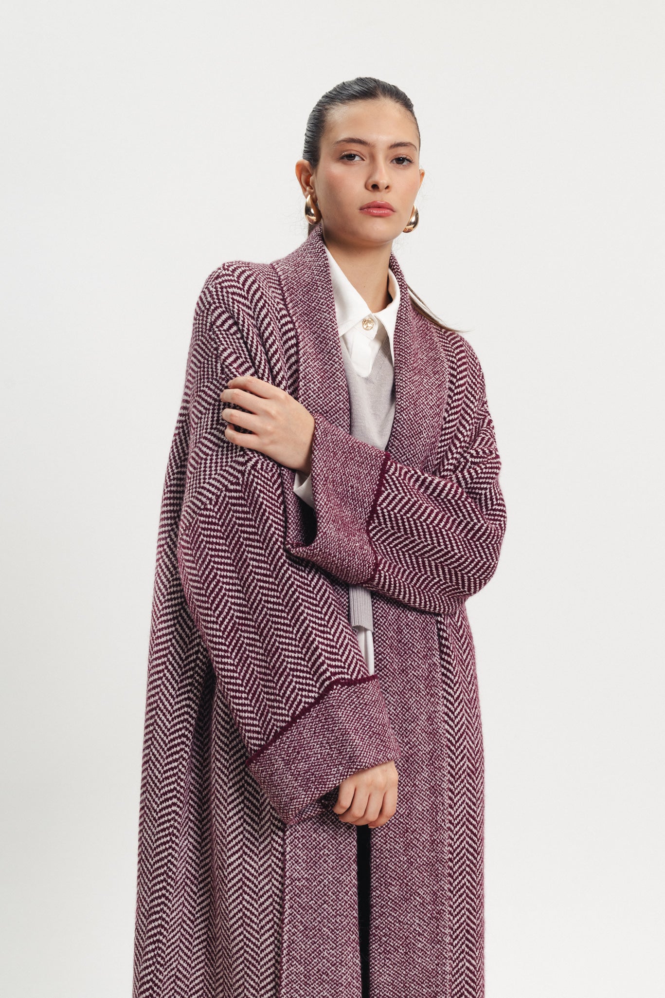 Maxi Knit Coat - Burgundy
