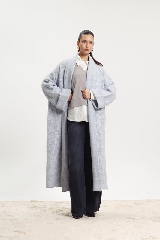 Maxi Knit Coat - Light Blue