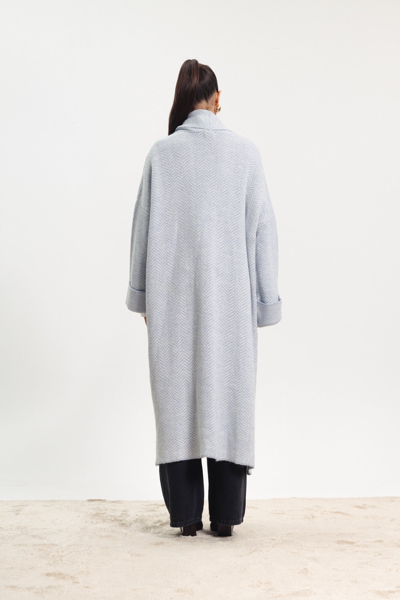 Maxi Knit Coat - Light Blue