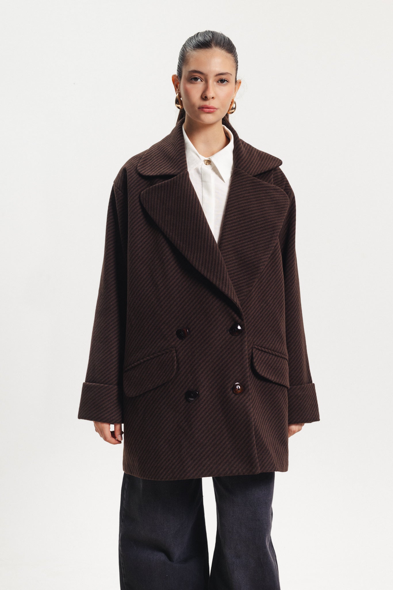Mid Length Coat - Dark Brown