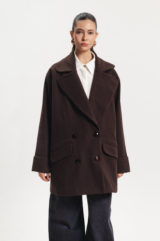 Mid Length Coat - Dark Brown