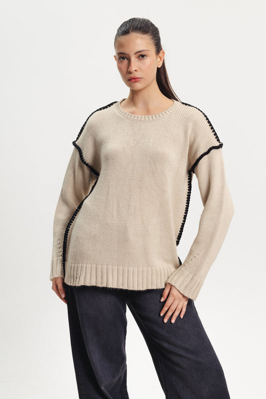 Stitches Sweater - Beige