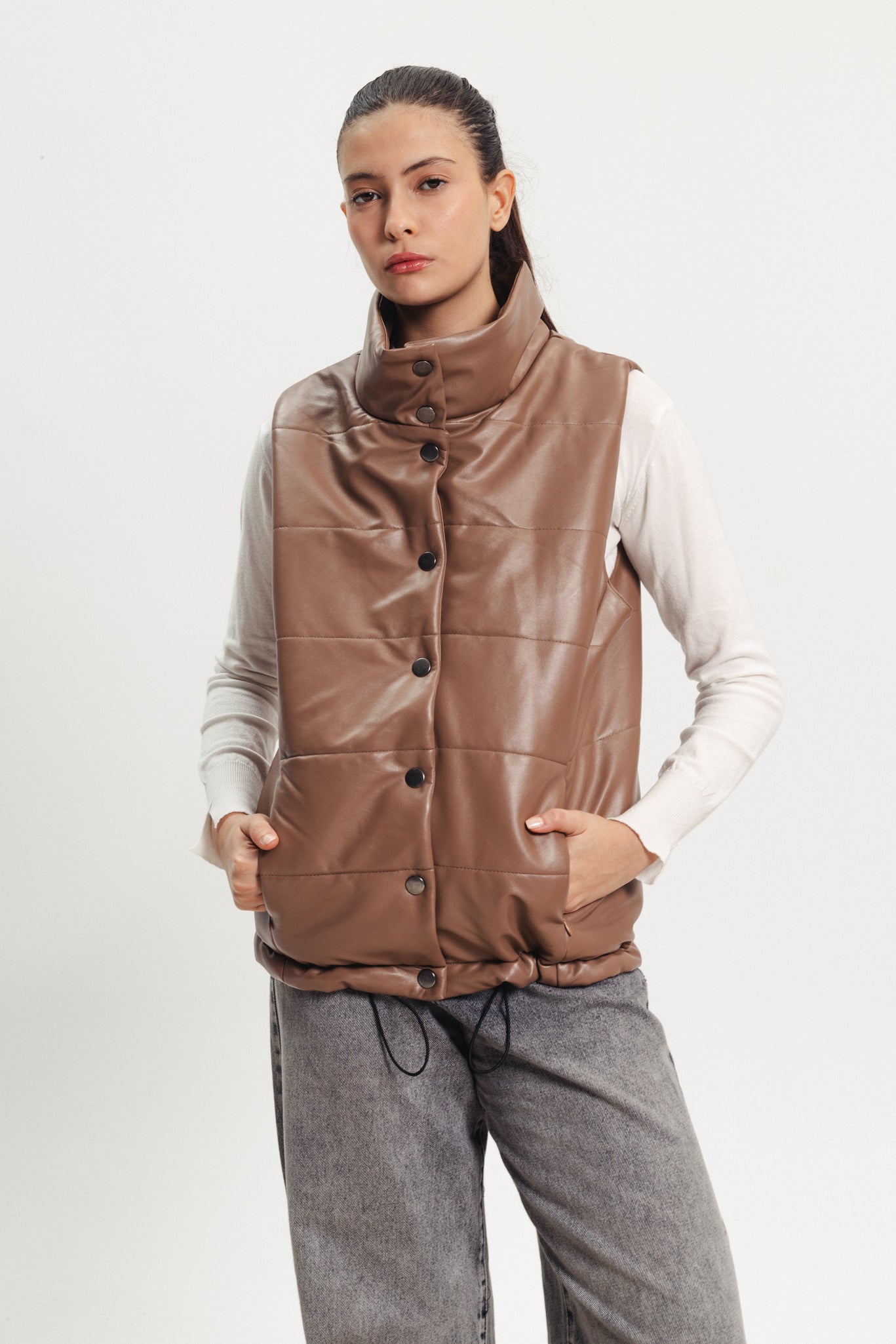 Puffer Vest - Coffee